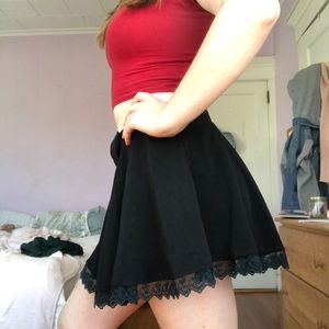 Black skater skort with bow + lace trim!